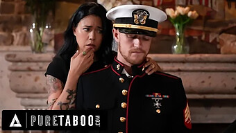 Beautiful Brunette Dana Vespoli Seeks Comfort In Her Husband'S Military Uniform