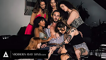 Ember Snow And Madi Collins In A Rough And Wild Gangbang With Support Group Members