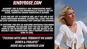 Blonde Bombshell Sindy Rose Enjoys Anal Play On Sand With Extreme Dildo