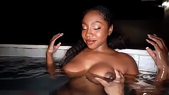 Natural Tits Of Black Beauty Get Fucked Next To The Pool In Different Positions