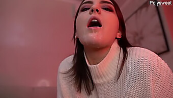 Close-Up Of A Russian Mistress Giving A Face Fucking And Cumkiss