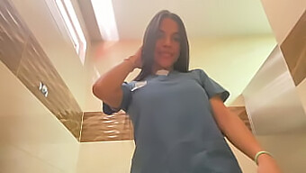 Mariana, The Naughty Nurse, Pleasures Herself And Ejaculates In The Hospital Restroom