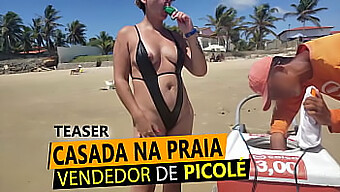 Beach Babe Flaunts Her Curves In A Thong And Pays For Popsicles With Her Breasts